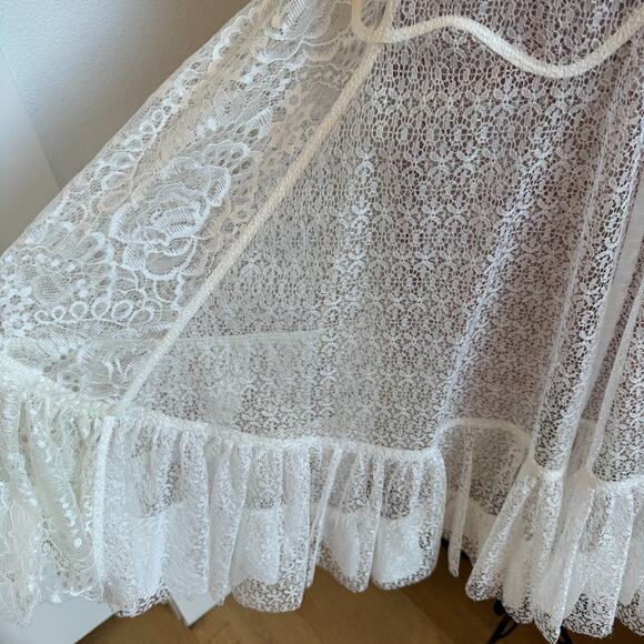 Anthropologie Byron Lars Beauty Mark White Button Up Lace Dress Nude Slip Sz2 - Picture 10 of 16
